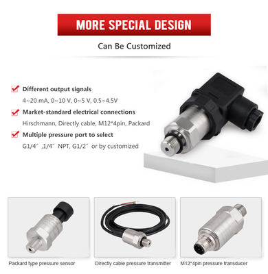 150Psi เซ็นเซอร์ส่งสัญญาณความดันอุตสาหกรรม 4-20ma 12 ~ 36VDC